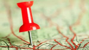 push pin on a map